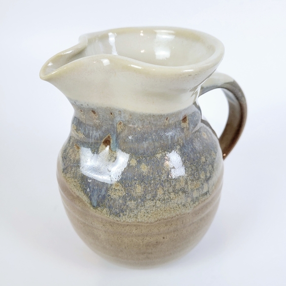 Clay In Motion~Pitcher & 2 Dipping Bowls~Brown Gray Cream~Set of 3~Neher~EUC - Picture 2 of 13